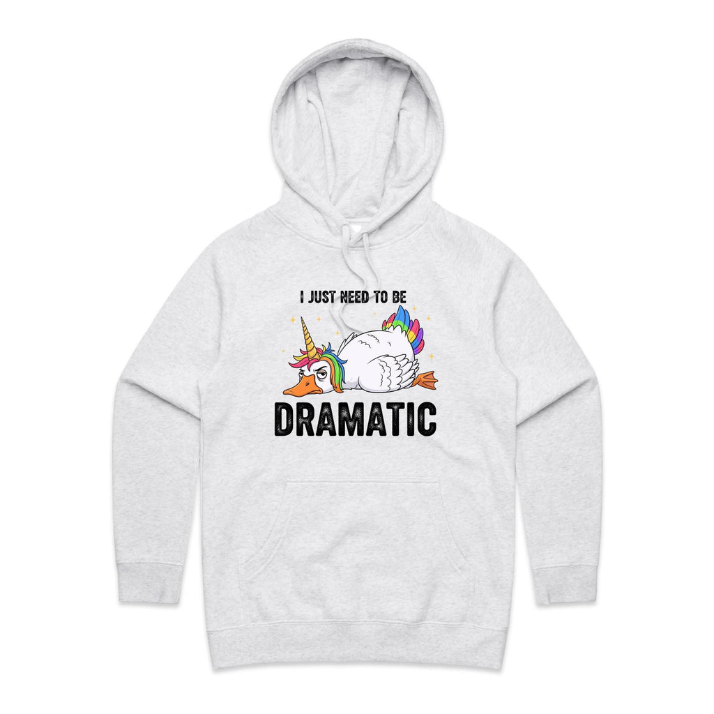 Dramatic Unicorn Goose Women's AS Colour Hoodie White Marle Womens Hoodie animal Printed In Australia