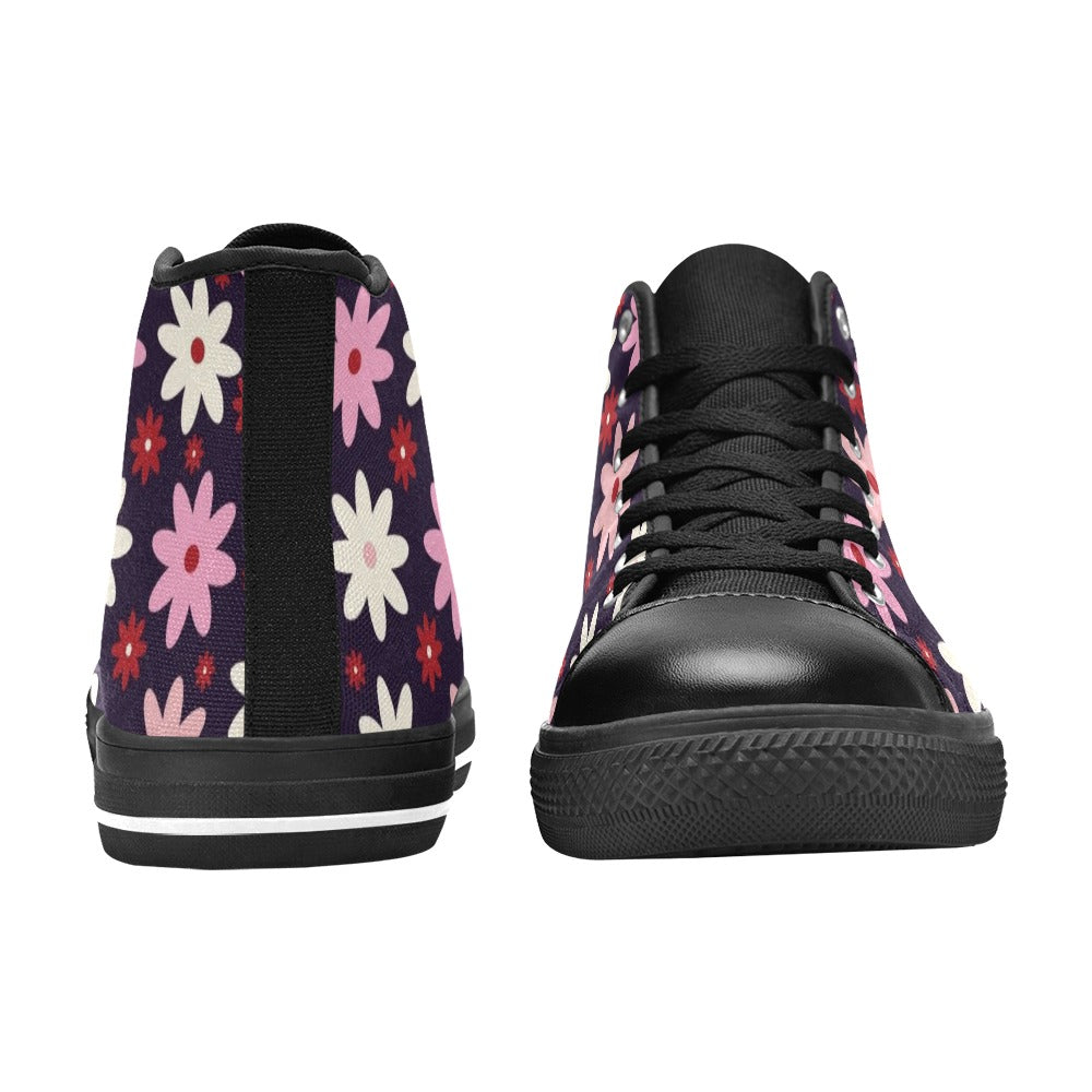 Pink Daisy Women's High Top Canvas Shoes Womens Classic High Top Shoes Plants Printed Offshore