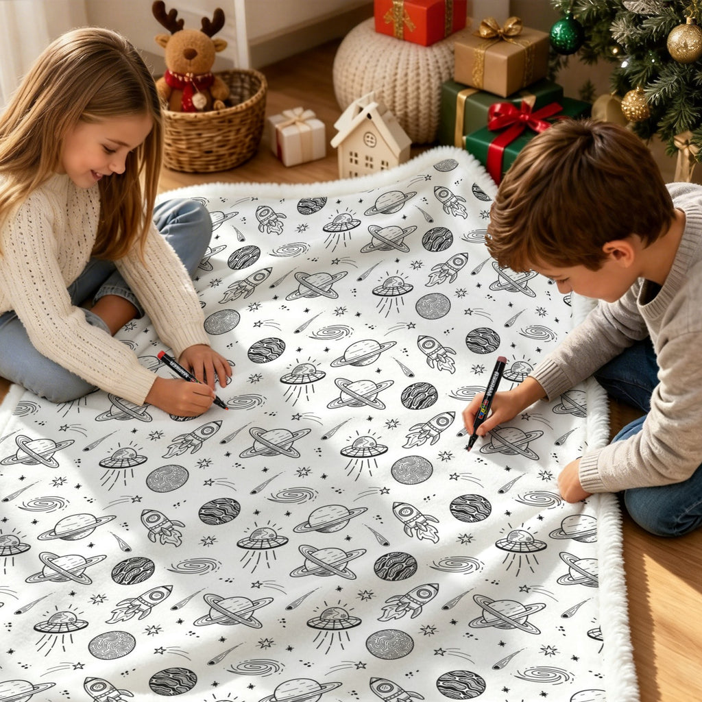 Outer Space Colour Your Own Blanket 100×150cm