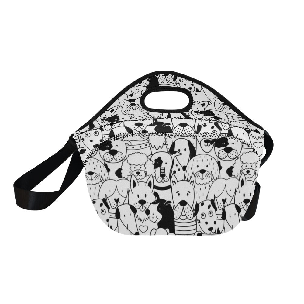 Black And White Dogs - Neoprene Lunch Bag Neoprene Lunch Bag Printed Offshore