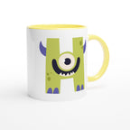 Personalised - Monster Initial - White 11oz Ceramic Mug with Color Inside Personalised 11oz Mug Customise Globally Fulfilled Name Personalise