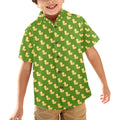 Rubber Ducks On Green Junior Kids Hawaiian Shirt
