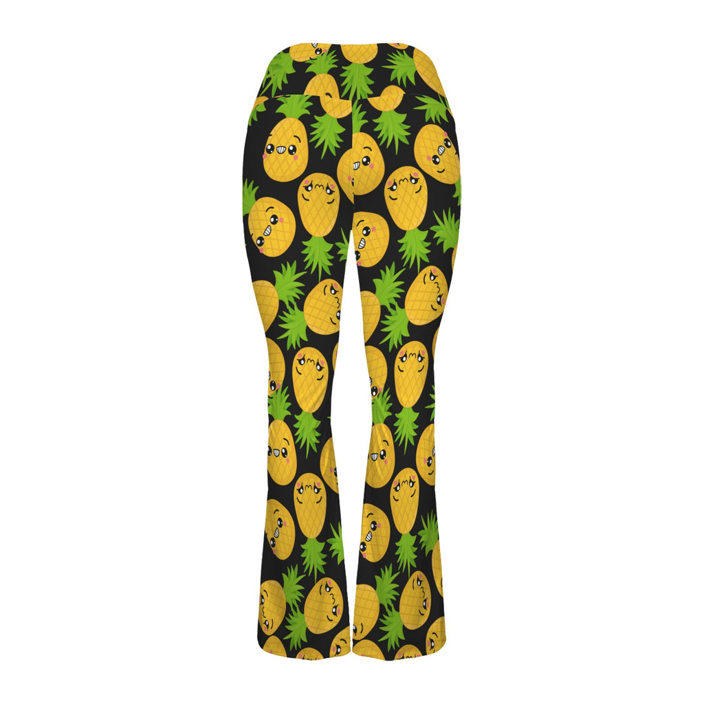 Cool Pineapples High Waist Crossover Tummy Control Flare Leggings High Waist Flare Leggings Food Printed Offshore