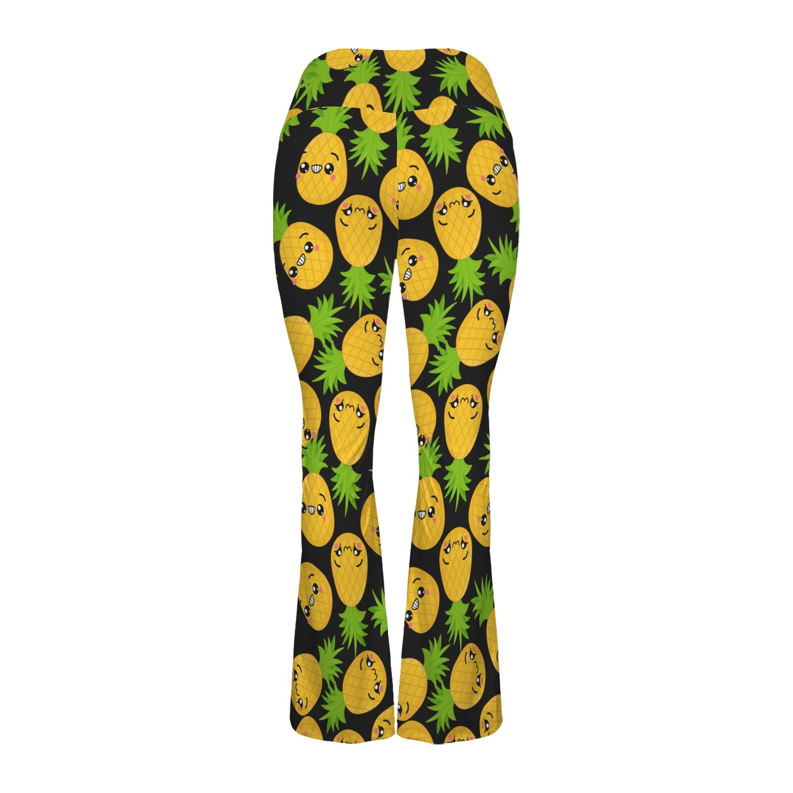 Cool Pineapples High Waist Crossover Tummy Control Flare Leggings High Waist Flare Leggings Food Printed Offshore
