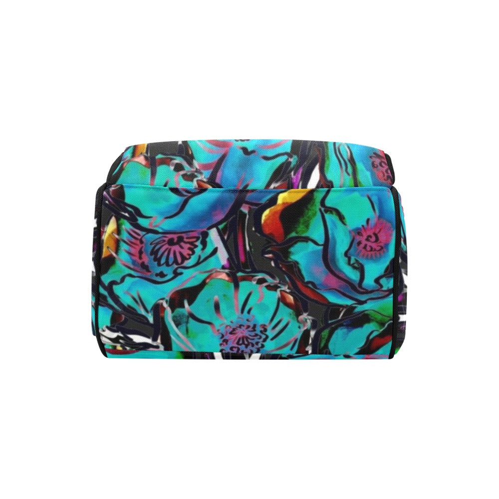 Flower It Blue - Multi-Function Backpack, Nappy / Diaper Bag
