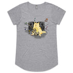 Cat Bass Player - Womens Scoop Neck T-Shirt Grey Marle Womens Scoop Neck T-shirt animal Music Printed In Australia