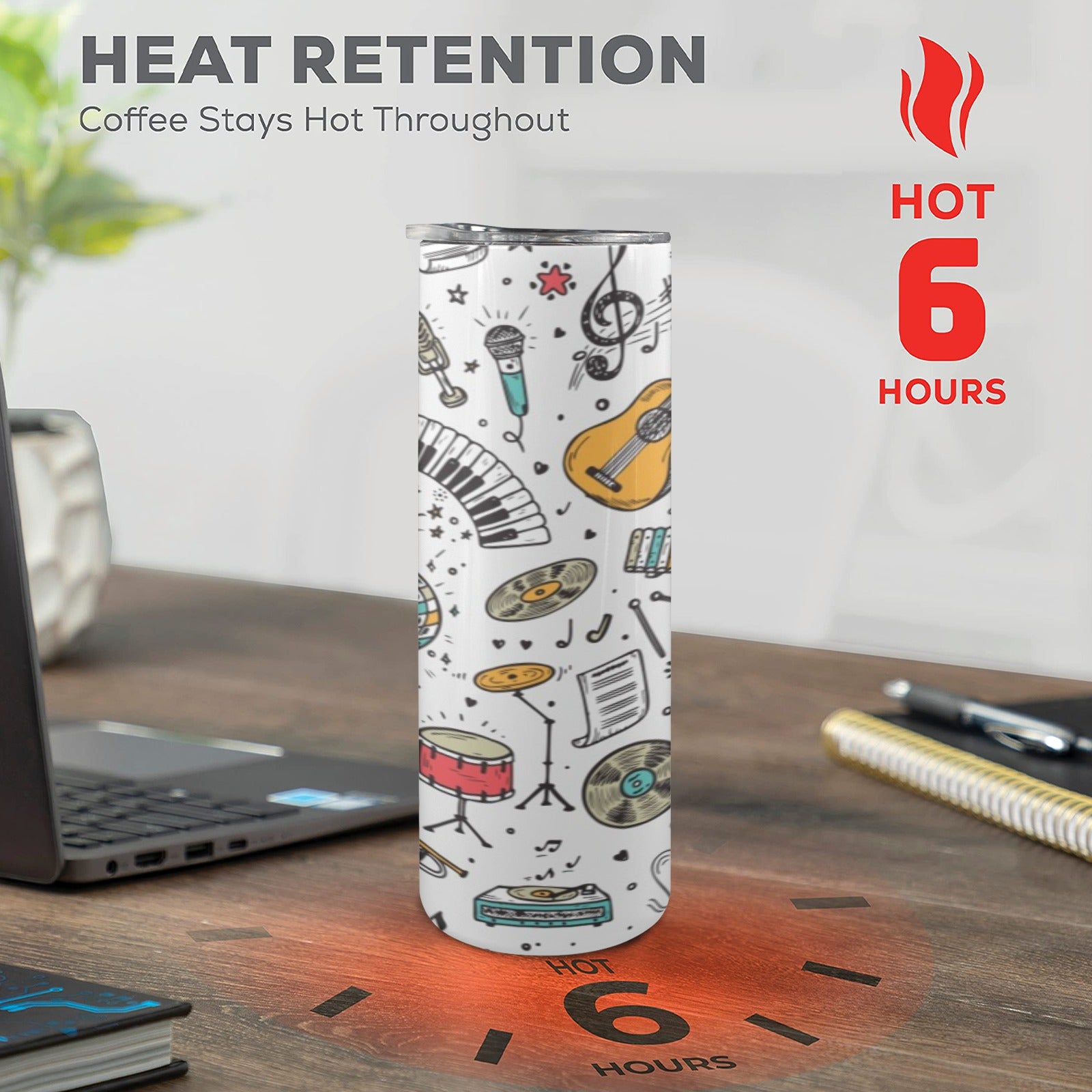 Musical Celebration 20oz Tall Skinny Tumbler with Lid and Straw