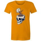 Coffee Skull - Womens T-shirt Orange Womens T-shirt Coffee Printed In Australia