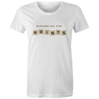 Scrabbling For Points - Womens T-shirt White Womens T-shirt Games Printed In Australia