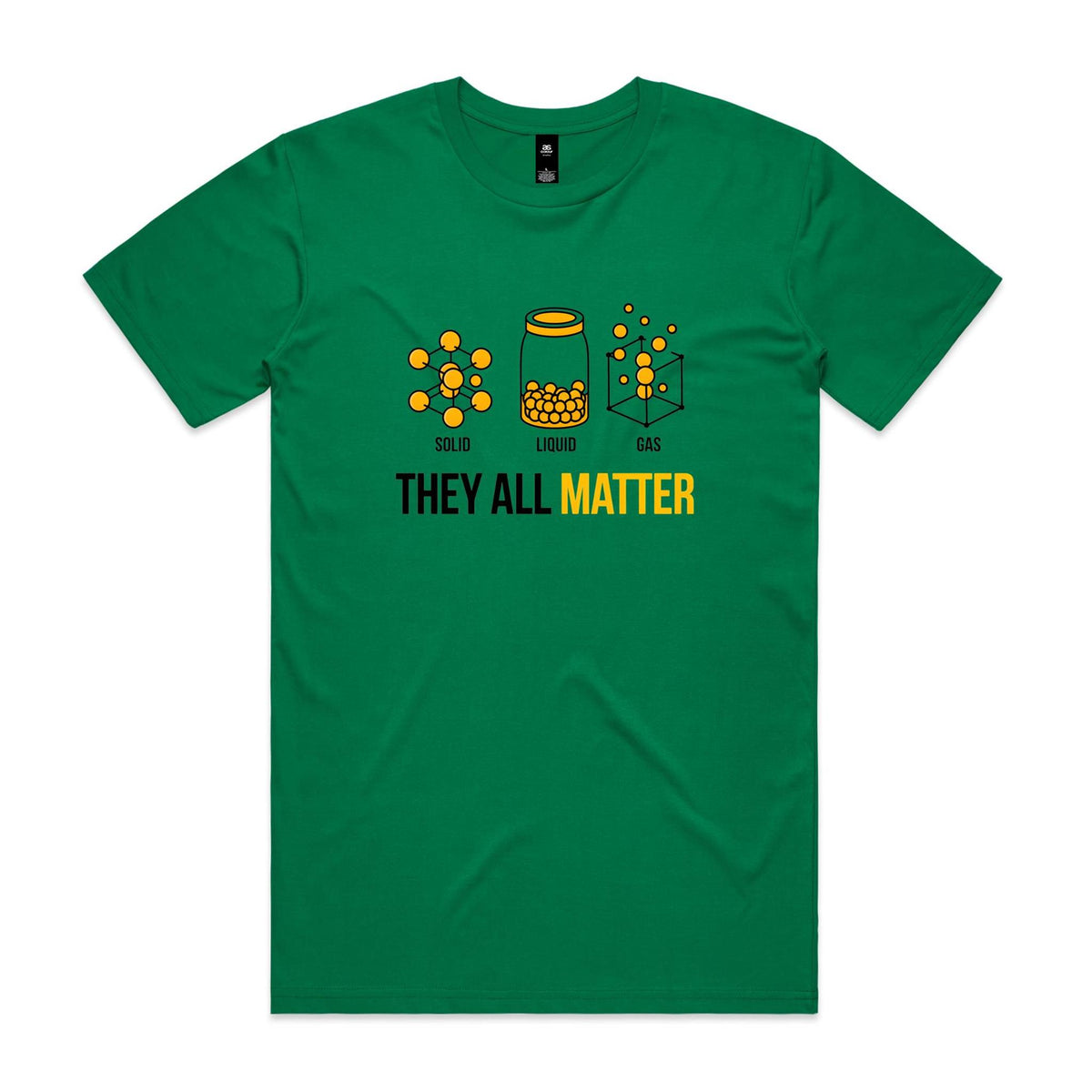 They All Matter Solid Liquid Gas Men's AS Colour T-shirt Kelly Green Mens T-shirt Printed In Australia Science
