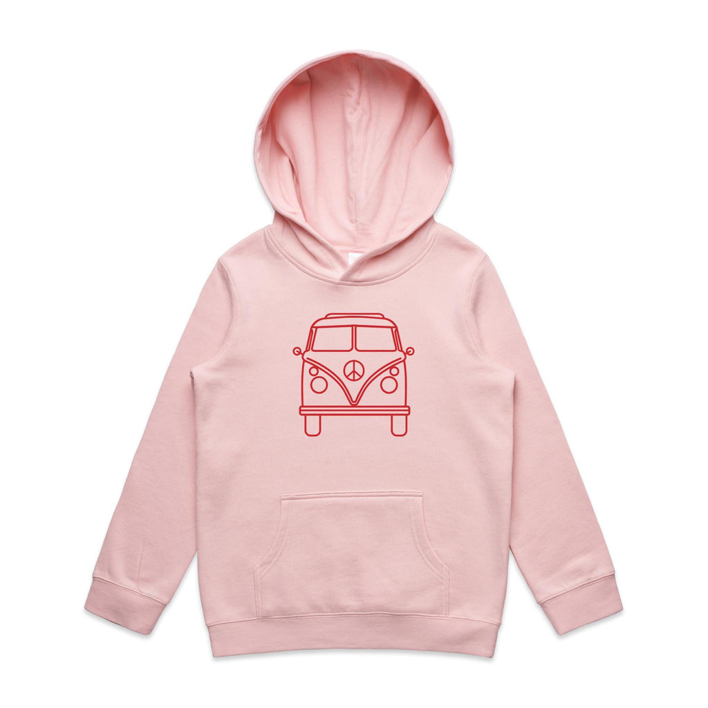 Beach Van - Kids Hoodie Pink Kids Hoodie Printed In Australia
