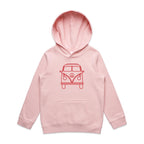 Beach Van - Kids Hoodie Pink Kids Hoodie Printed In Australia