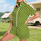 Rubber Ducks On Green Women's Windbreaker Short Set