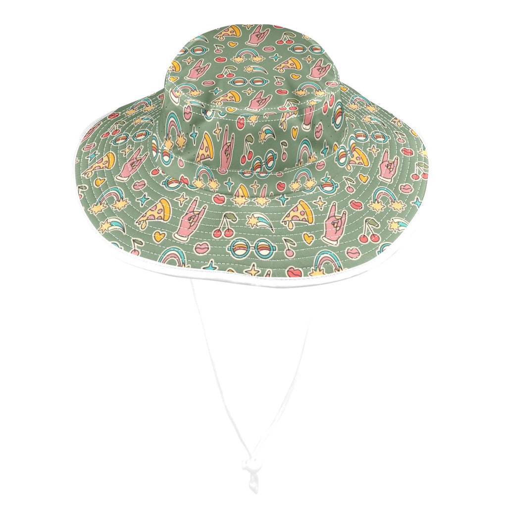 Groovy Retro Wide Brim Bucket Hat Wide Brim Bucket Hat Printed Offshore Retro