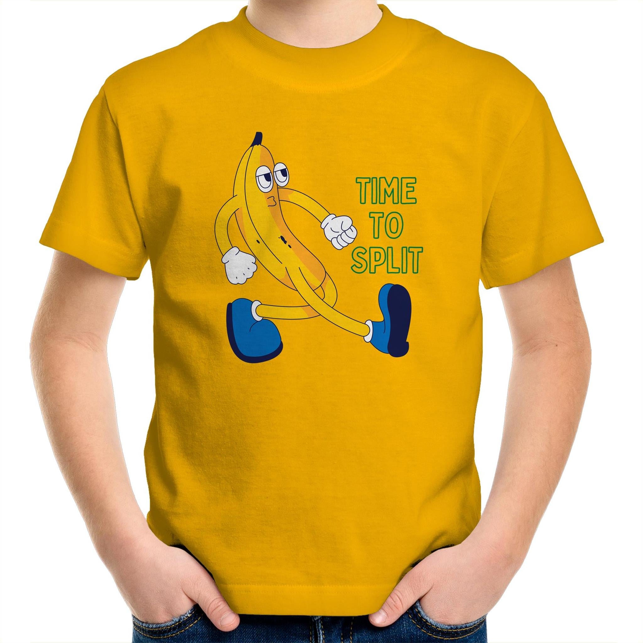 Banana, Time To Split - Kids Youth T-Shirt Gold Kids Youth T-shirt Food Funny Printed In Australia