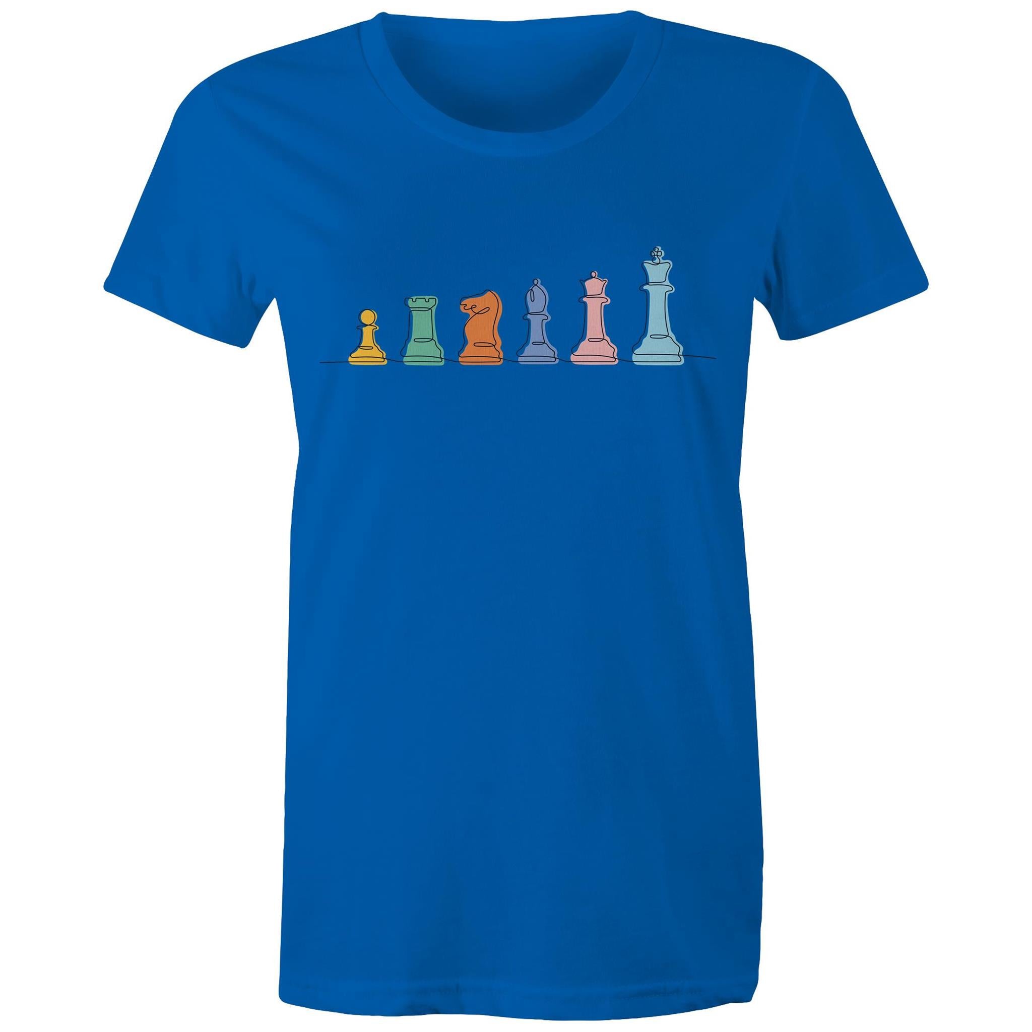 Chess - Womens T-shirt Bright Royal Womens T-shirt Chess Games Printed In Australia