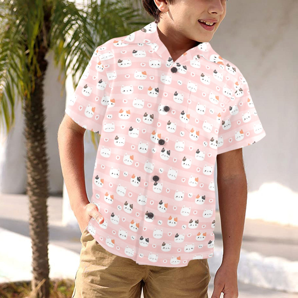 Pink Cats Junior Kids Hawaiian Shirt