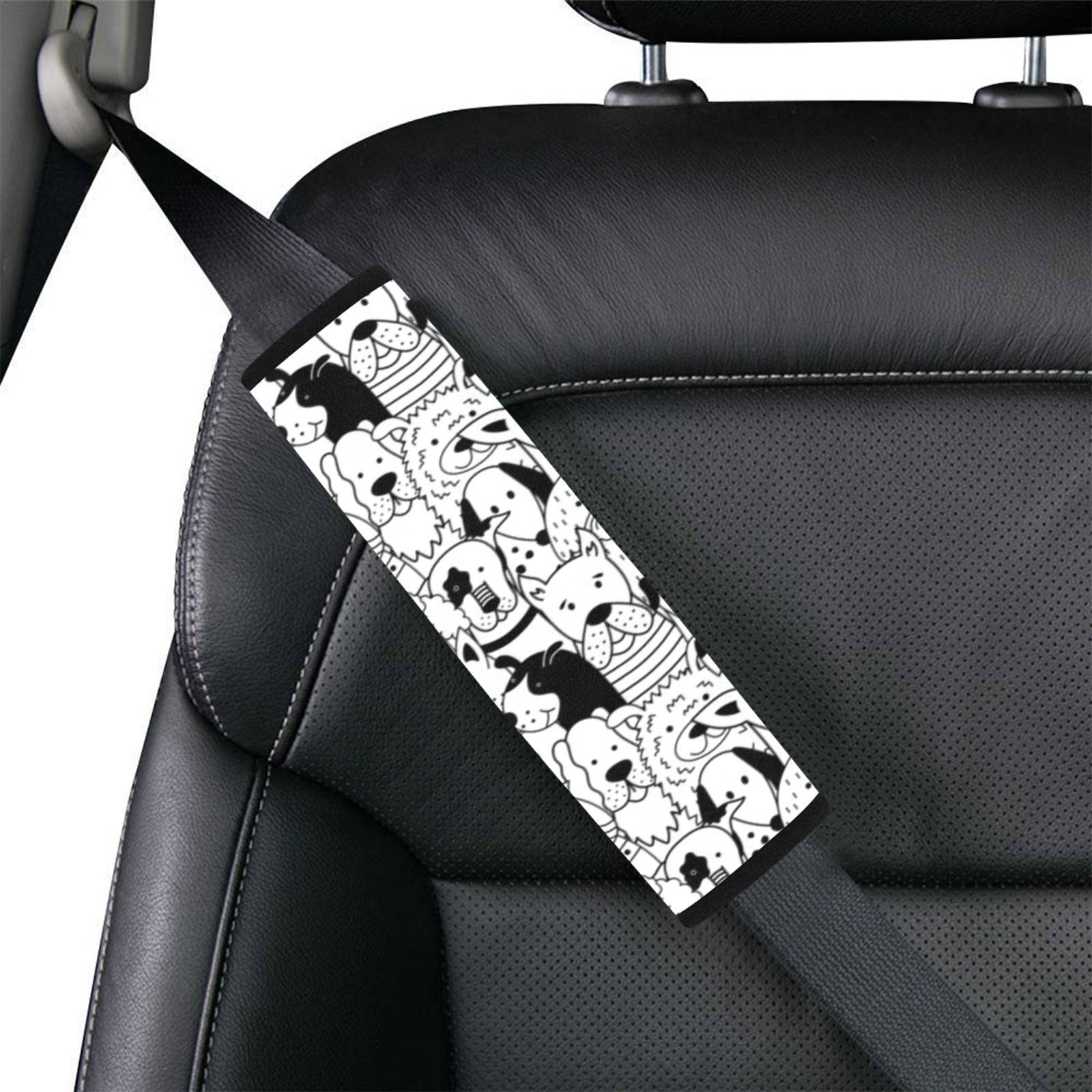 Black And White Dogs Car Seat Belt Cover 7''x10'' (Pack of 2) Car Seat Belt Cover 7x10 (Pack of 2) animal Printed Offshore