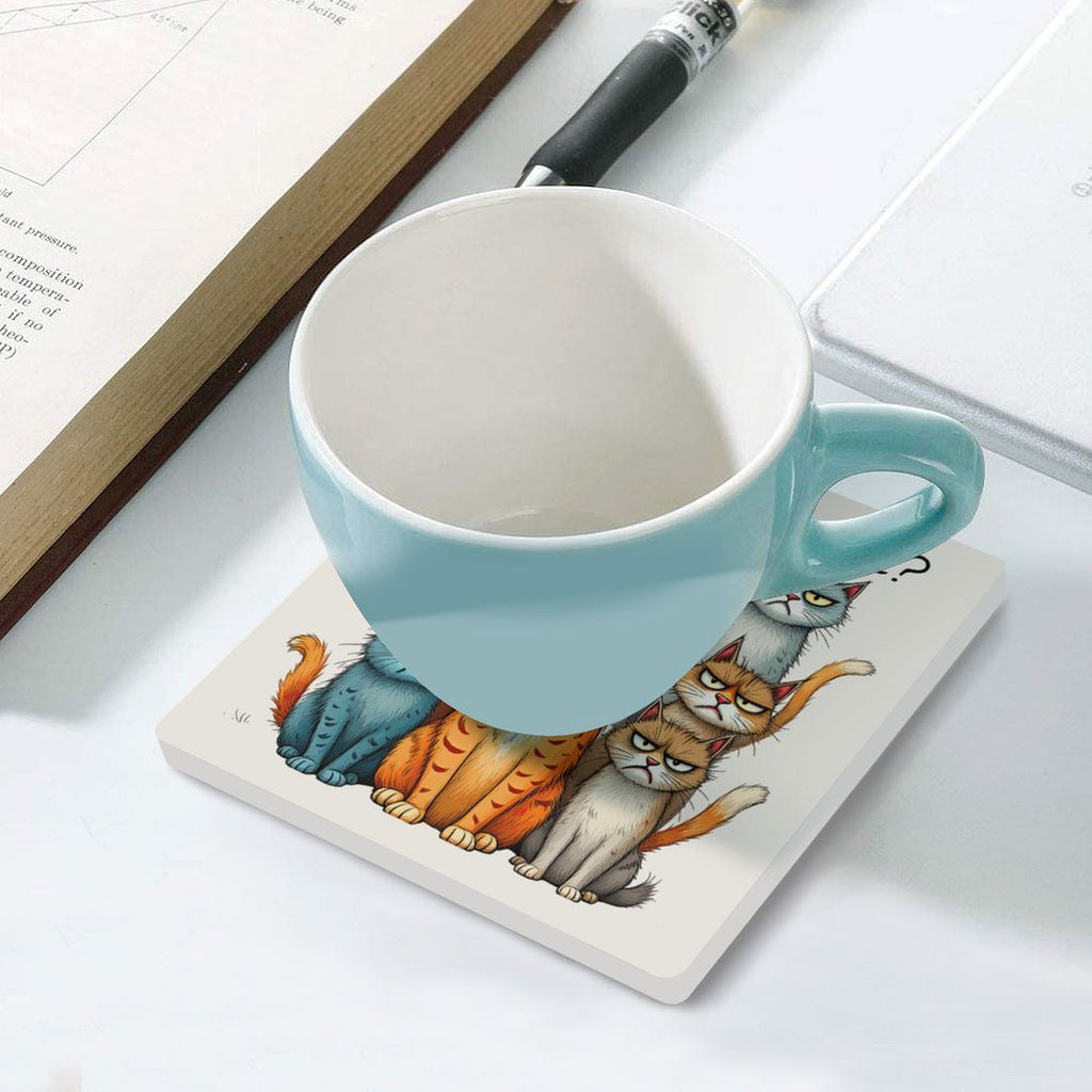 Where Is My Coffee, Cats - Ceramic Coasters (Square) Ceramic Coasters animal Coffee Printed Offshore