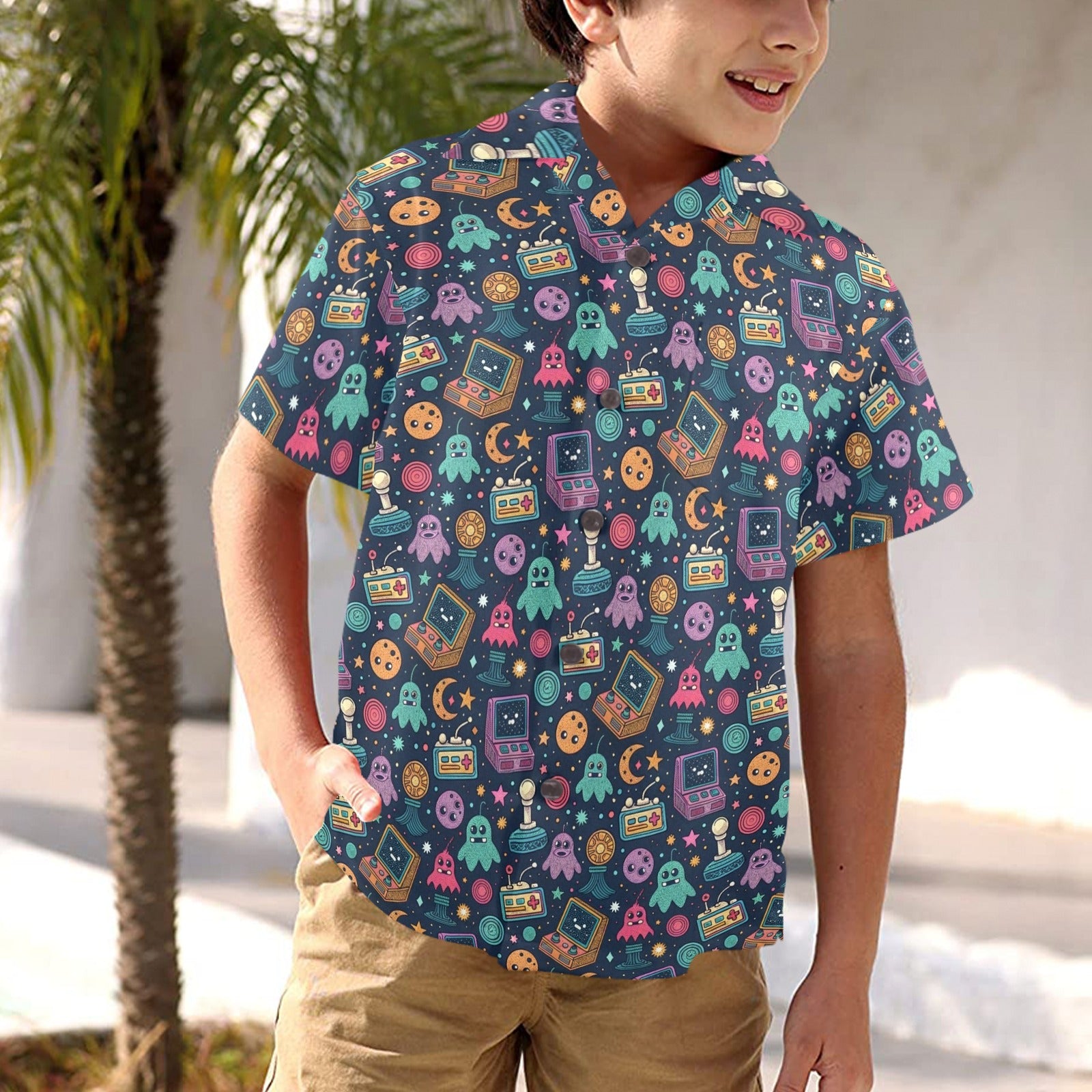 Space Arcade Junior Kids Hawaiian Shirt