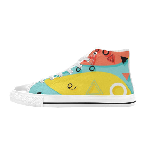 Abstract 80's Men's High Top Canvas Shoes US14 Men's Classic High Top Canvas Shoes Printed Offshore Retro