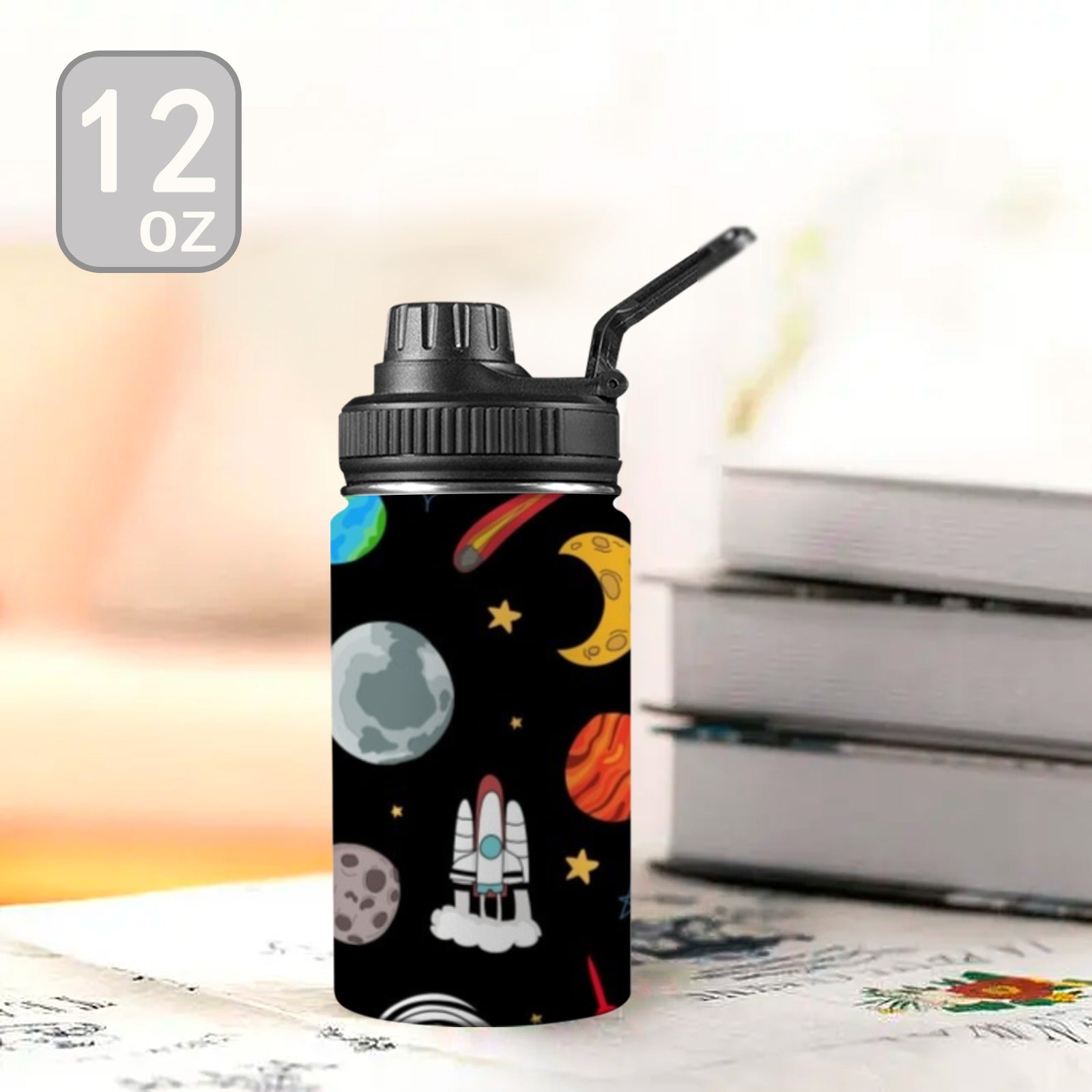 Kids Space - Kids Water Bottle with Chug Lid (12 oz) Kids Water Bottle with Chug Lid Printed Offshore Space