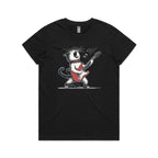 Cat Playing Guitar Women's AS Colour T-shirt Black Womens T-shirt animal Music Printed In Australia
