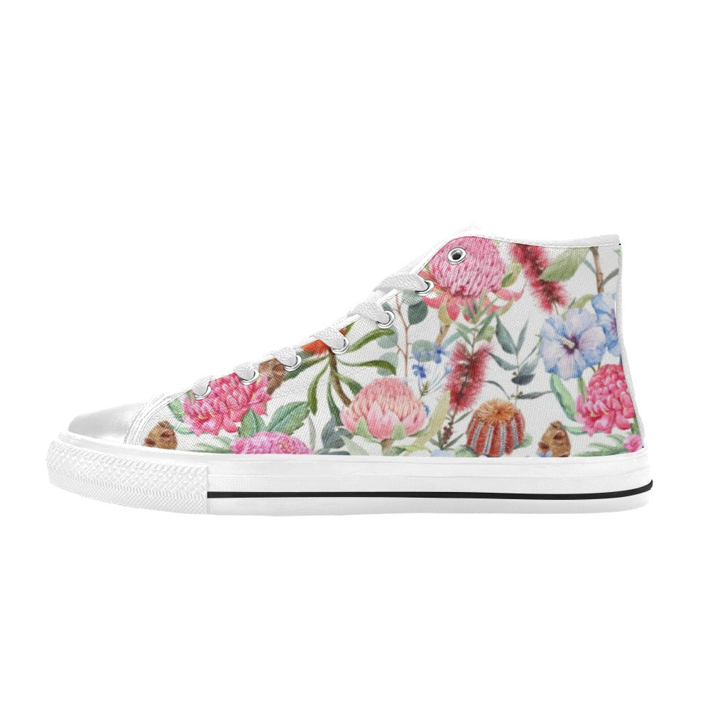 Australian Flowers - Kids High Top Canvas Shoes