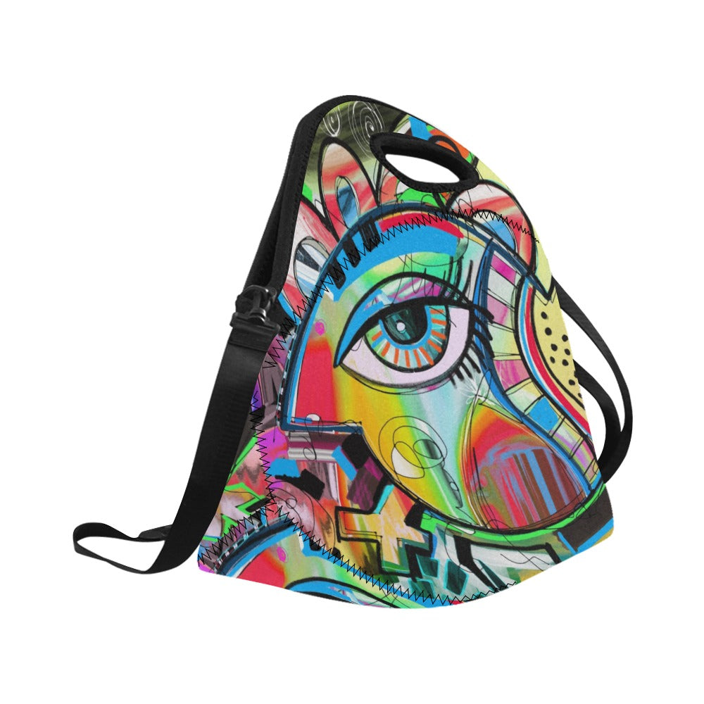 Graffiti Bird - Neoprene Lunch Bag Neoprene Lunch Bag Printed Offshore