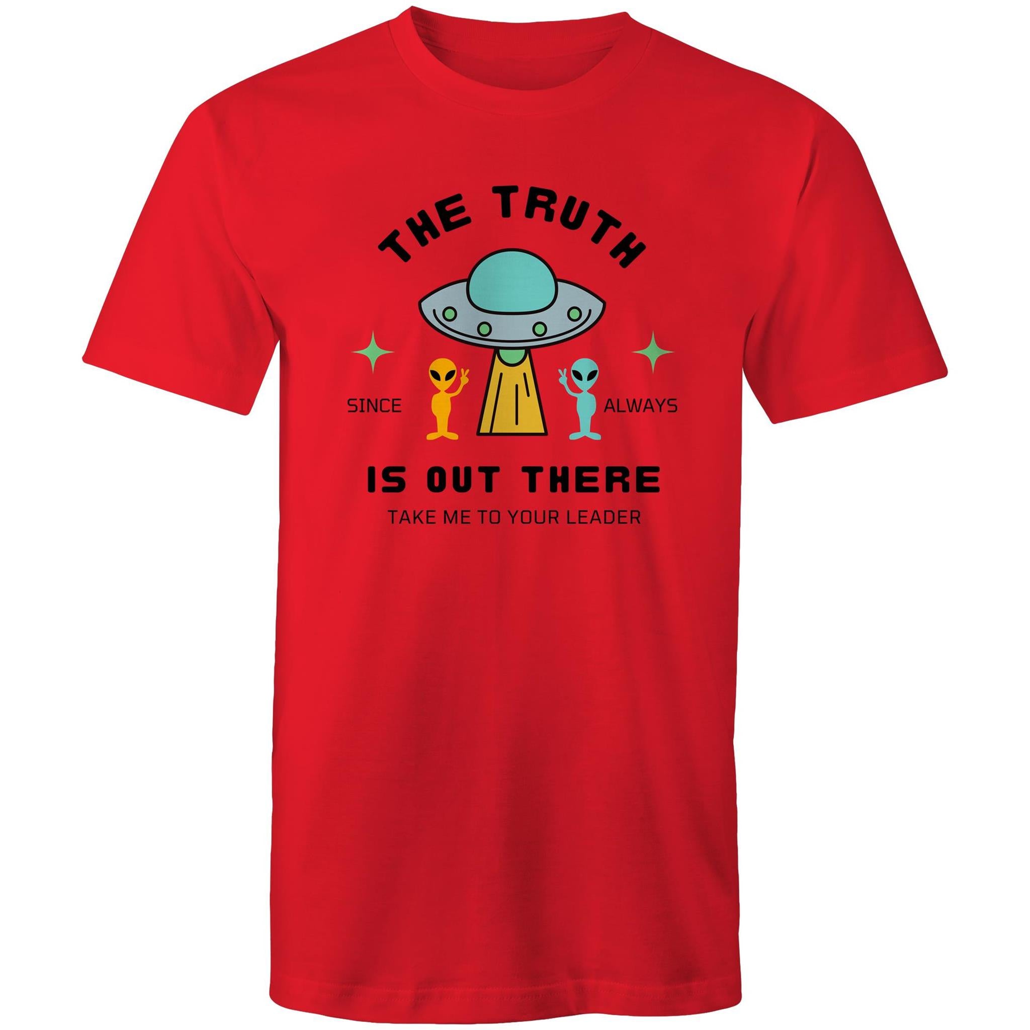 The Truth Is Out There, UFO - Mens T-shirt Red Mens T-shirt Printed In Australia Sci Fi