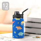 Dinosaur Pattern Blue - Kids Water Bottle with Chug Lid (12 oz) Kids Water Bottle with Chug Lid animal Printed Offshore