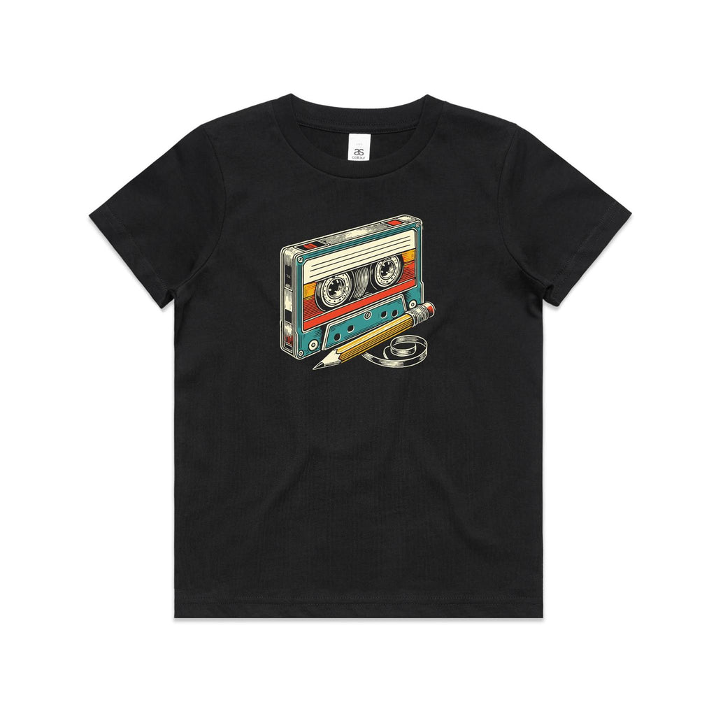 Cassette Tape And Pencil - Kids Youth Staple Tee