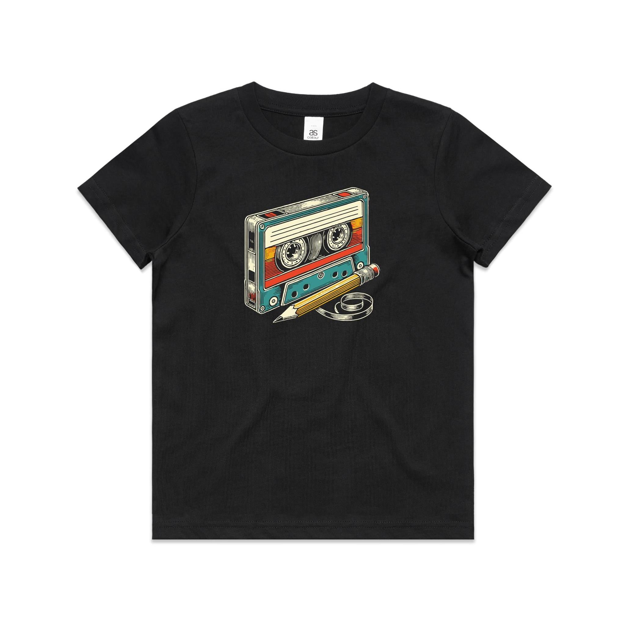 Cassette Tape And Pencil - Kids Youth Staple Tee
