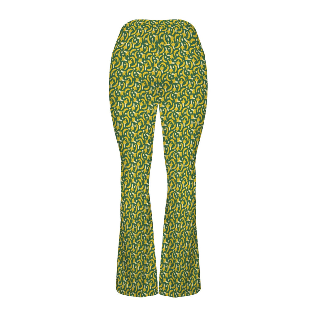 Happy Bananas High Waist Crossover Tummy Control Flare Leggings High Waist Flare Leggings Food Printed Offshore