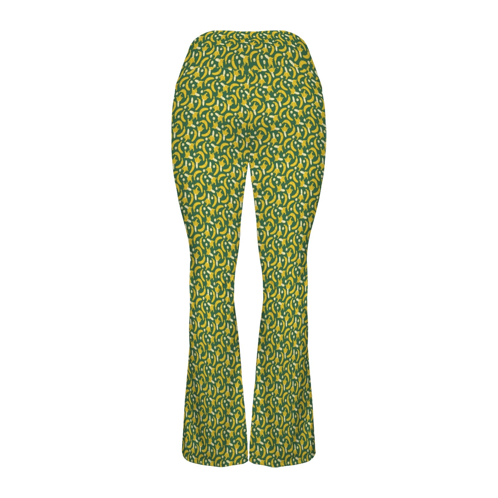 Happy Bananas High Waist Crossover Tummy Control Flare Leggings High Waist Flare Leggings Food Printed Offshore