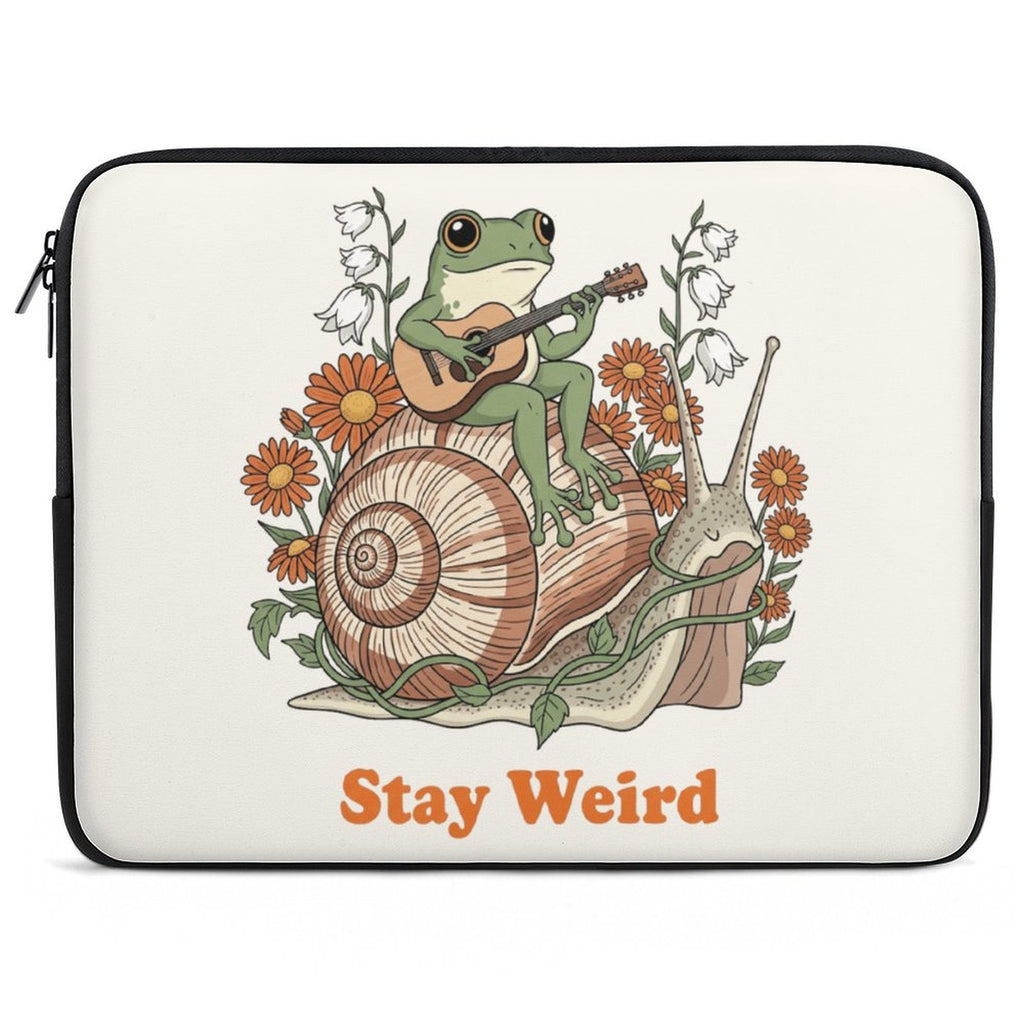 Stay Weird, Frog Playing Guitar Laptop Sleeve (Multiple Sizes) black Laptop Sleeve Printed Offshore Retro
