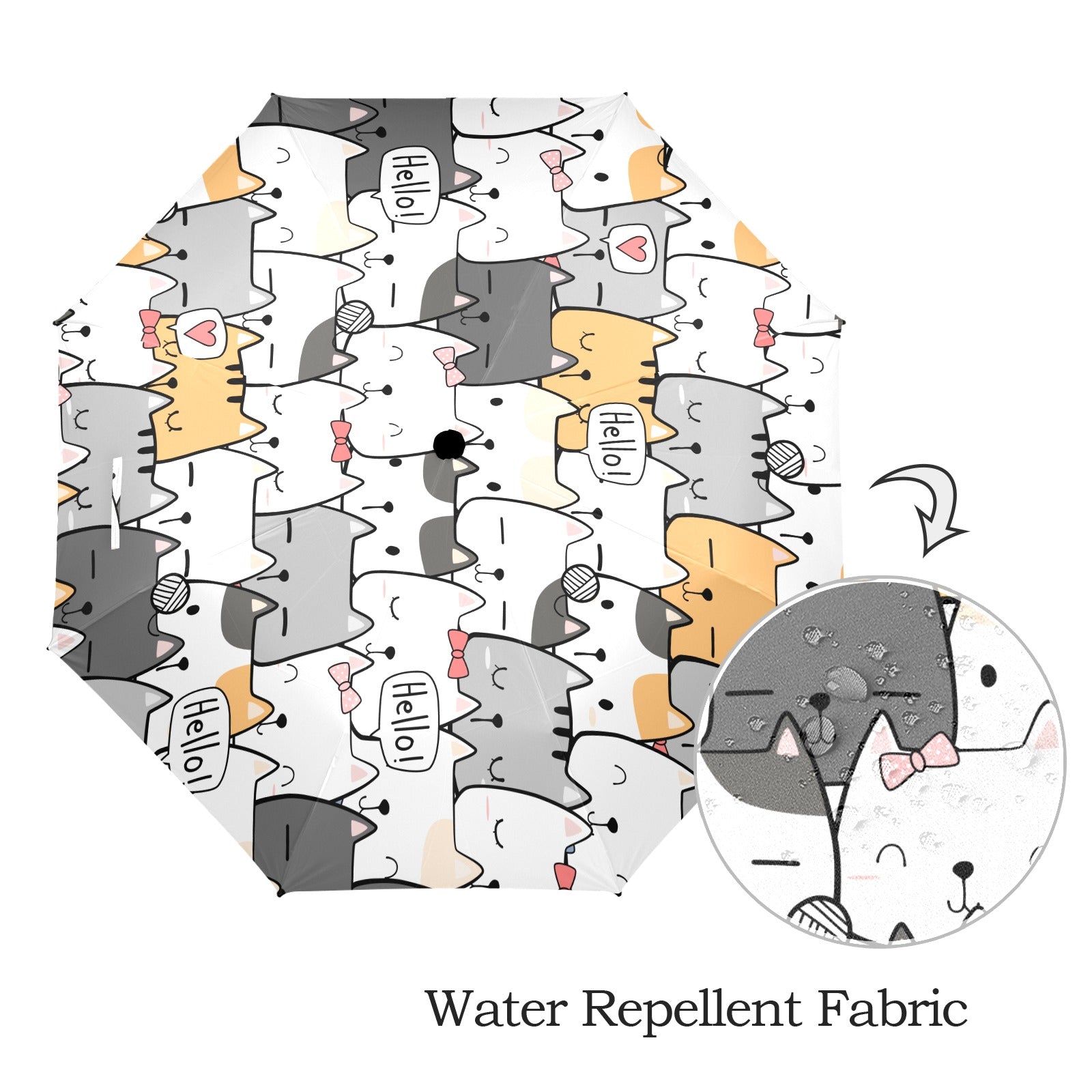 Cat Hello - Semi-Automatic Foldable Umbrella (Model U12) Semi-Automatic Foldable Umbrella (U12)
