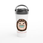Ok, But First Coffee, Hedgehog - White 15oz Stainless Steel Travel Mug Default Title Travel Mug animal Coffee Globally Fulfilled