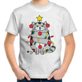 Christmas Cat - Kids Youth T-Shirt White Kids Christmas T-shirt Christmas Printed In Australia