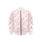 Pink Hawaiian Floral Kids Bomber Jacket XL Kids Bomber Jacket Plants Printed Offshore