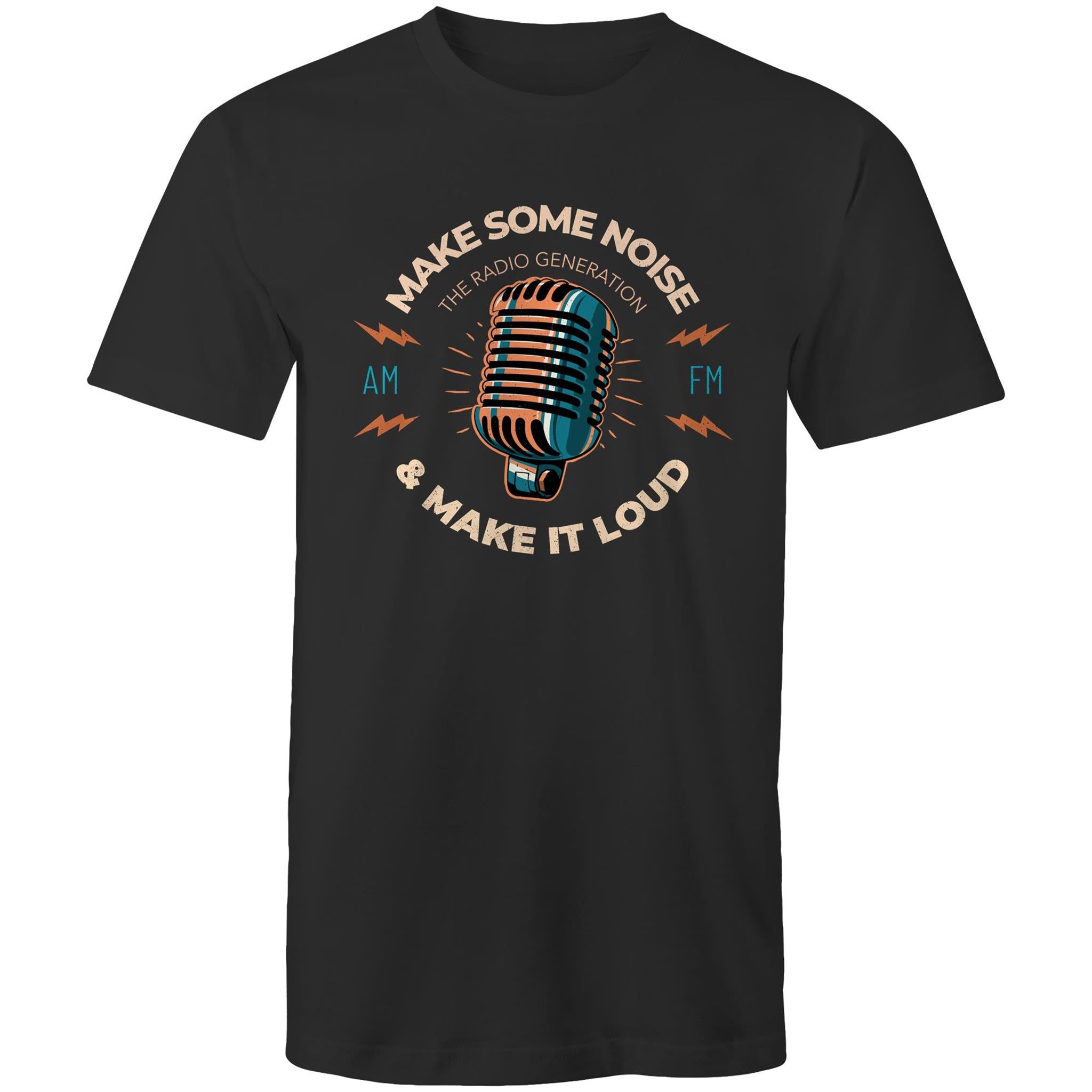 Make Some Noise, Microphone - Mens T-Shirt Black Mens T-shirt Music Printed In Australia