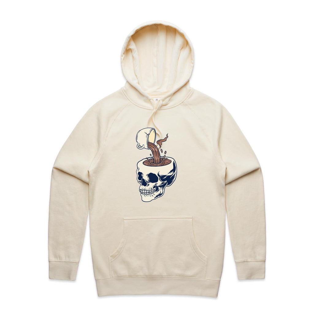 Coffee Skull - Mens Hoodie Ecru Mens Hoodie Coffee Printed In Australia