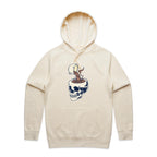 Coffee Skull - Mens Hoodie Ecru Mens Hoodie Coffee Printed In Australia