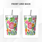 Bright Painted Tropical Small Stainless Steel Travel Mug Cup 12oz/350ml Small Travel Mug Plants Printed Offshore