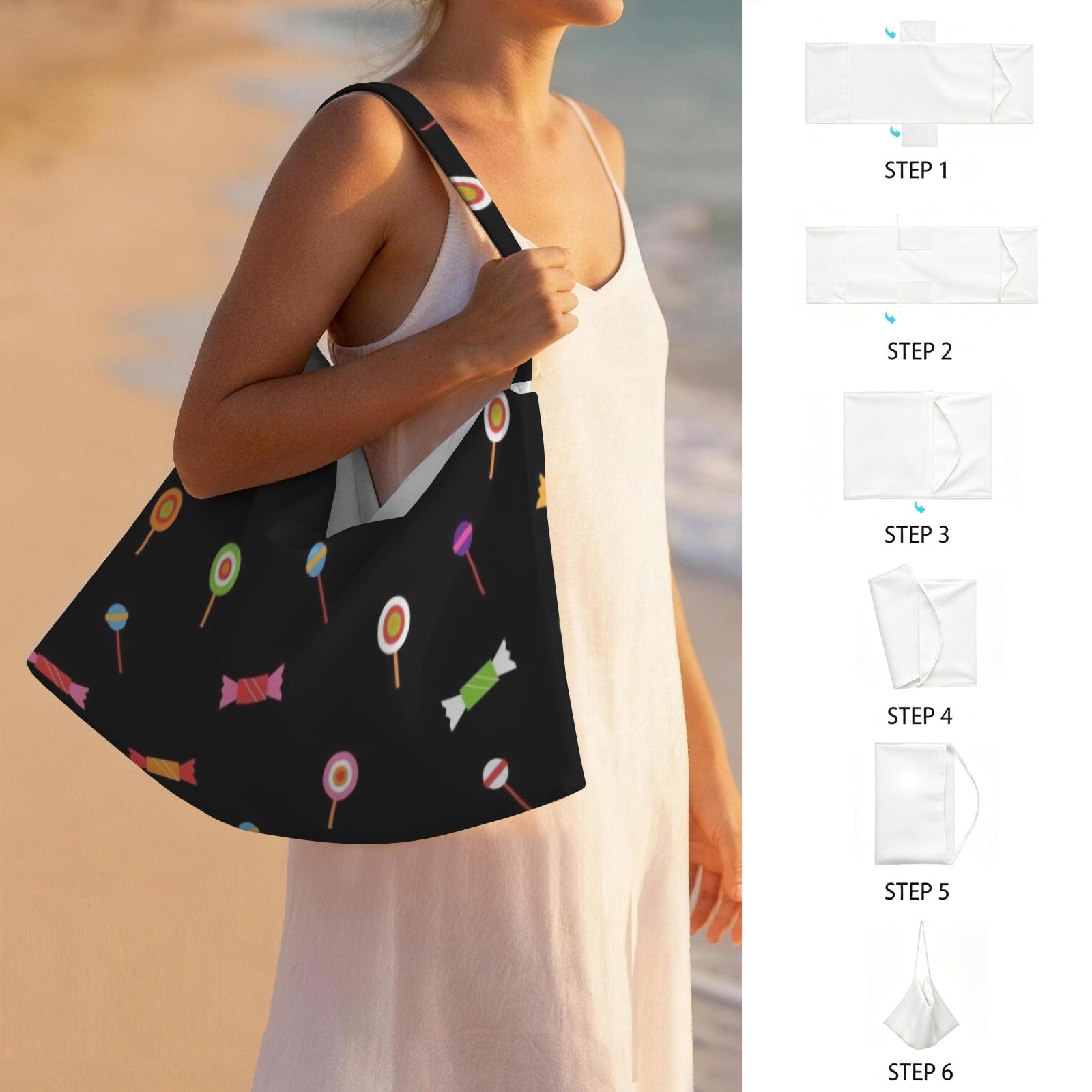 Candy Beach Chair Towel Cover with Side Pockets