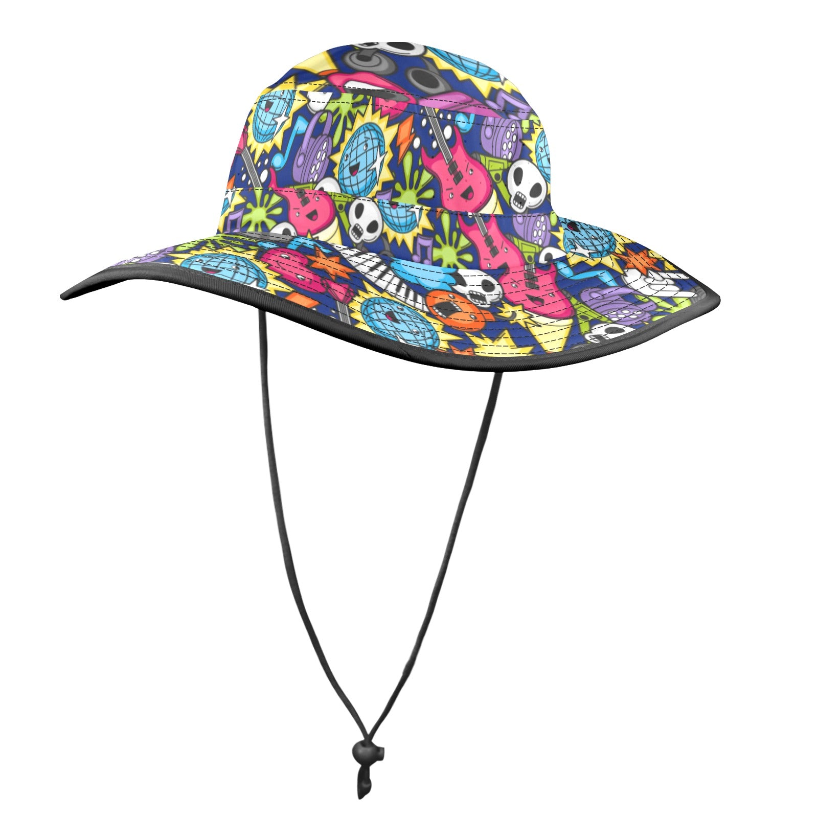 Sticker Music Wide Brim Bucket Hat Wide Brim Bucket Hat Music Printed Offshore