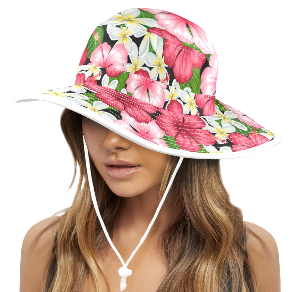 Hibiscus Wide Brim Bucket Hat Wide Brim Bucket Hat Plants Printed Offshore