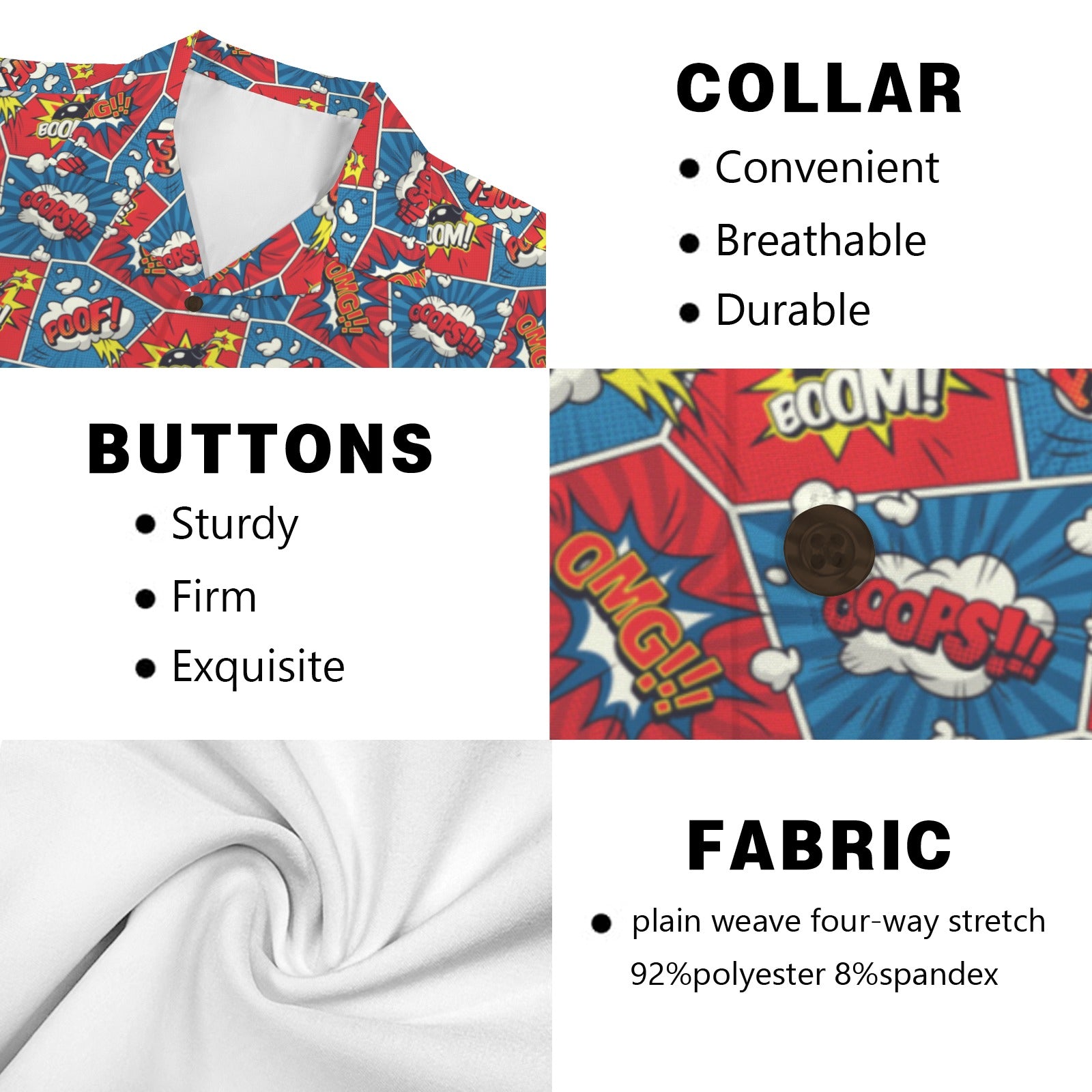 Comic Book Cells Men's Short Sleeve Hawaiian Shirt Men's Hawaiian Shirt (New) comic Printed Offshore