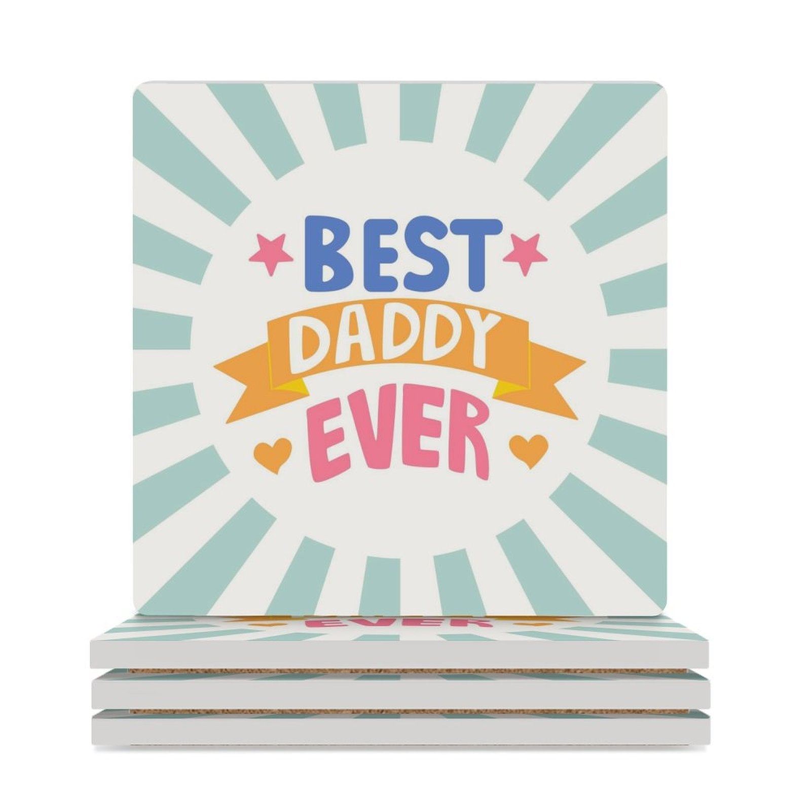 Best Daddy Ever - Ceramic Coasters (Square) white Ceramic Coasters Dad Printed Offshore