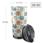 Cute Cat Faces - 20oz Mobile Tumbler with Lid (Black Lock) 20oz Travel Mug animal Printed Offshore